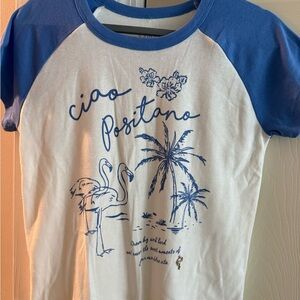 Blue and White Graphic Tee